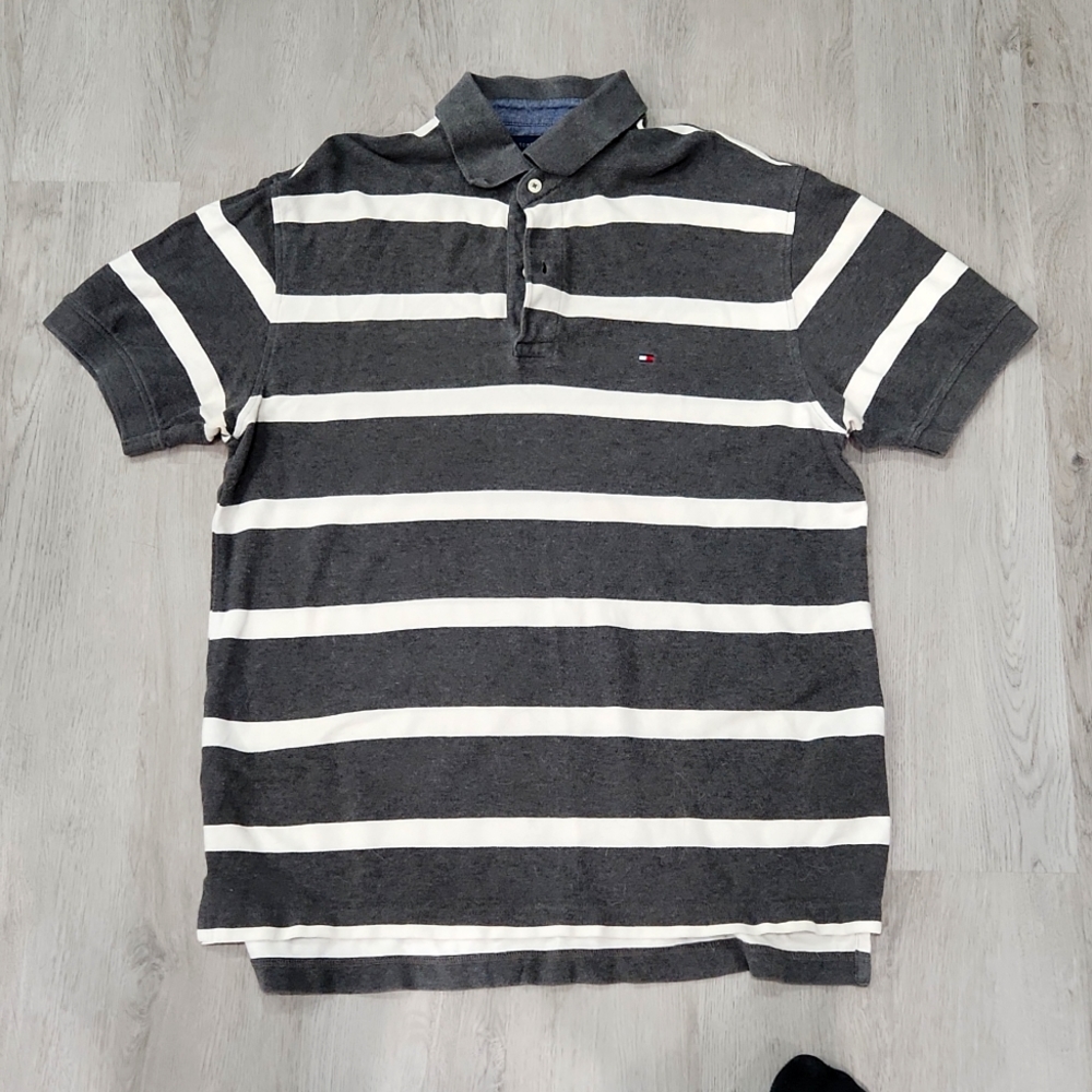Men's  Tommy Hilfiger Polo Large Grey/ White